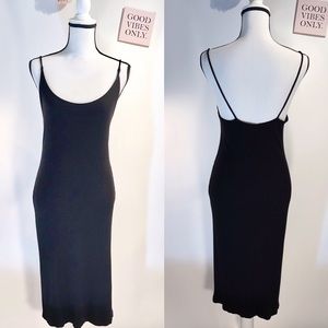 BASICS | Black Spaghetti Strap Maxi Dress | M